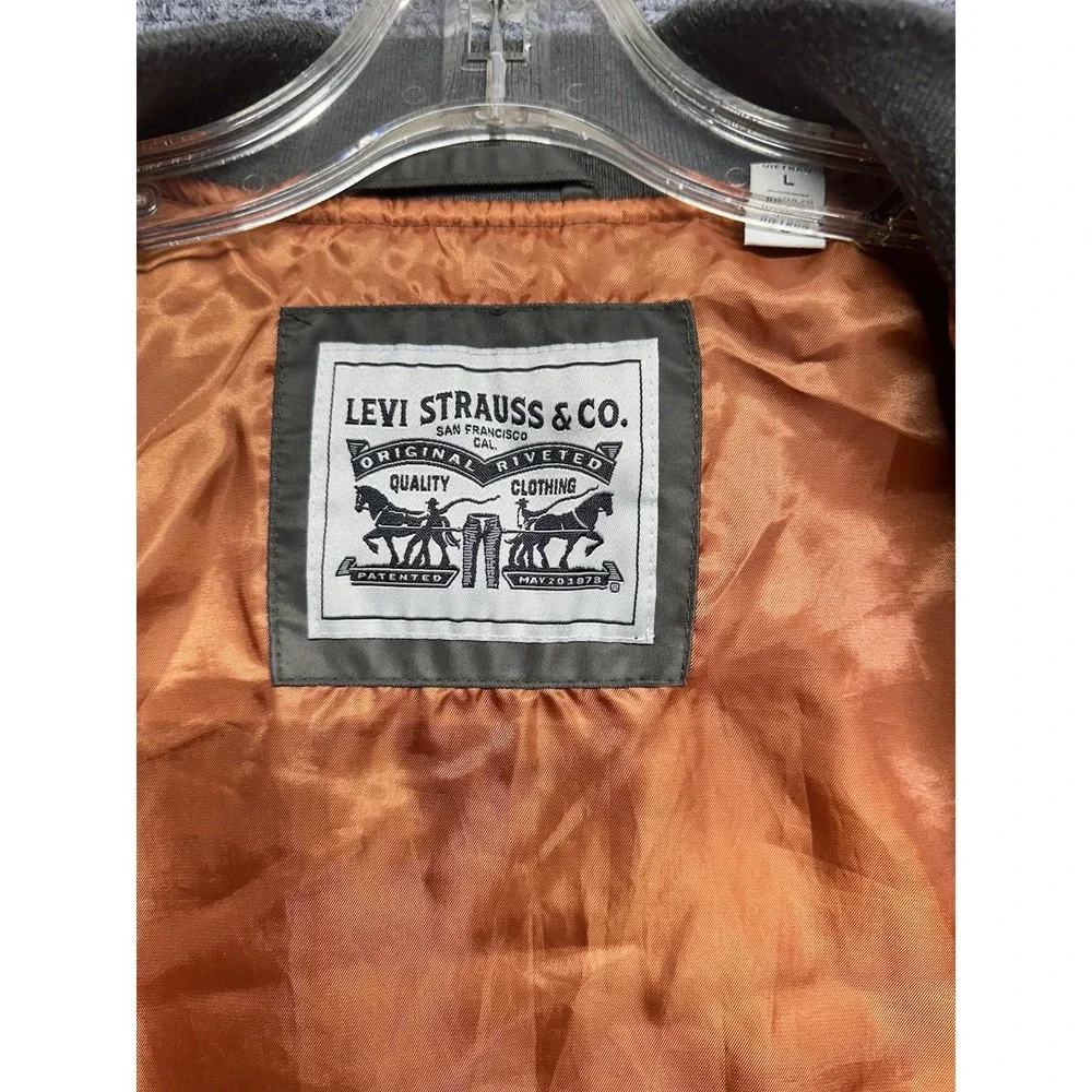 Levis MA-1 Flight Bomber Jacket Mens Large Green Orange Zip Nylon